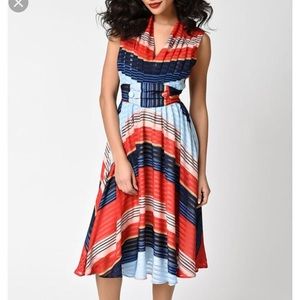 Unique Vintage Stripped Chiffon Dress - 3xl